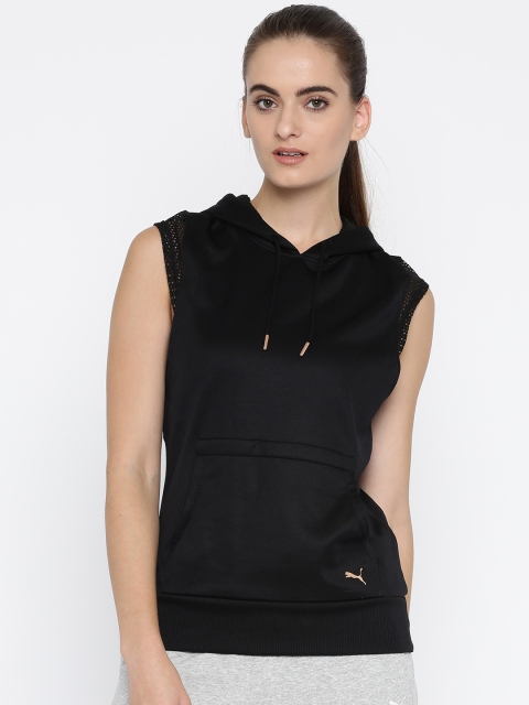 

Puma Women Black Solid Explosive Sleeveless Hooded Sweatshirt