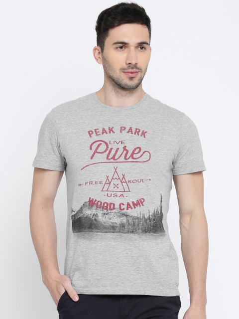

Celio Men Grey Printed Round Neck T-shirt