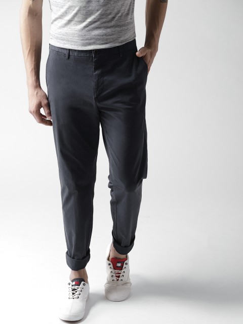 

Tommy Hilfiger Men Navy Blue Regular Fit Trousers