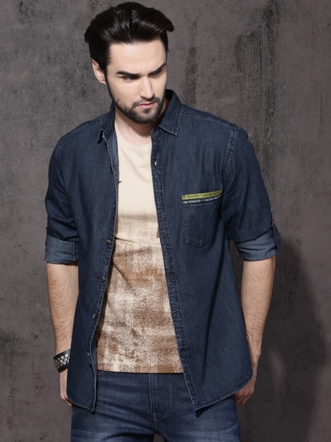 

Roadster Men Blue Regular Fit Solid Casual Shirt