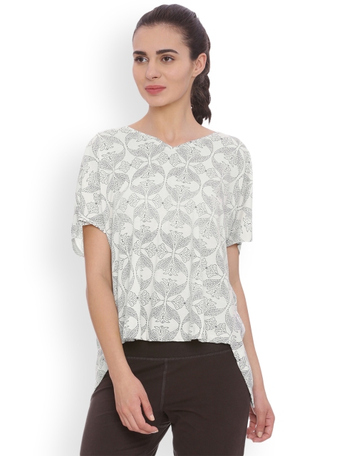 

Soul Space Women Off-White Printed Boxy Top