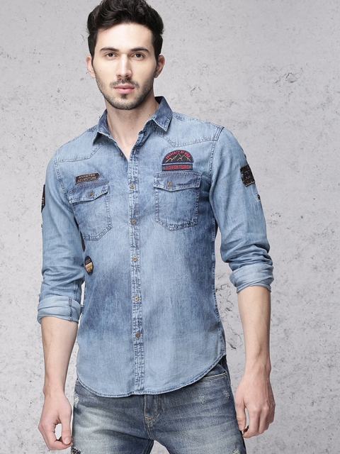 

Ecko Unltd Men Blue Slim Fit Faded Denim Casual Shirt
