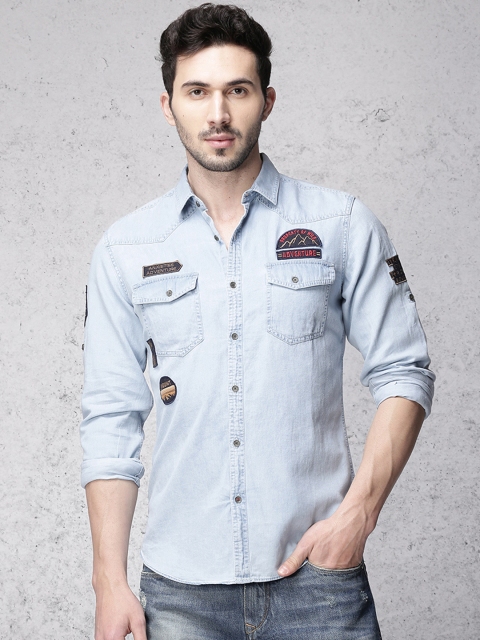 

Ecko Unltd Men Blue Slim Fit Faded Denim Casual Shirt