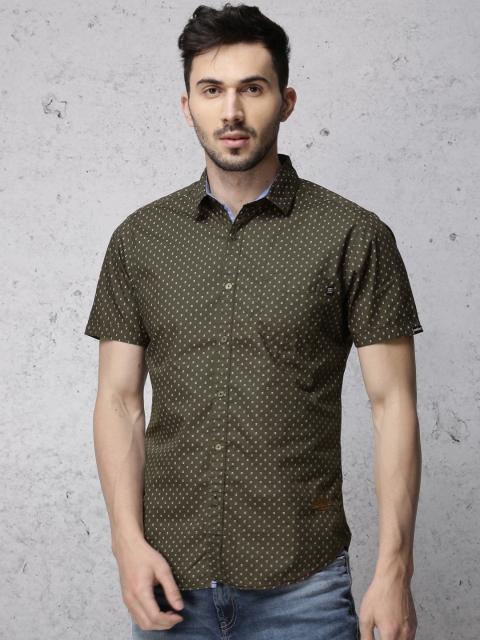 

Ecko Unltd Men Olive Slim Fit Printed Casual Shirt