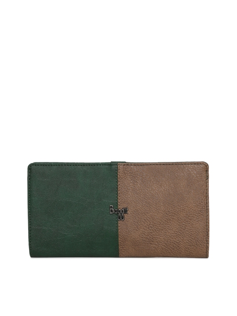 

Baggit Women Green & Brown Colourblocked Two Fold Wallet