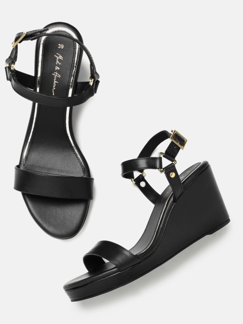 

Mast & Harbour Women Black Solid Sandals