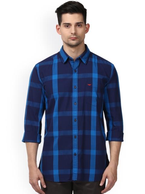 

Park Avenue Men Blue Slim Fit Checked Semiformal Shirt