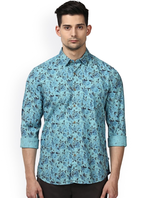

Park Avenue Men Blue & Brown Slim Fit Printed Semiformal Shirt