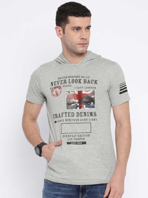 

Lee Cooper Men Grey Printed Hood T-shirt