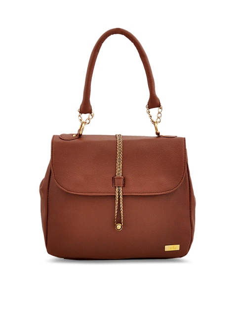 

yelloe Tan Textured Handheld Bag