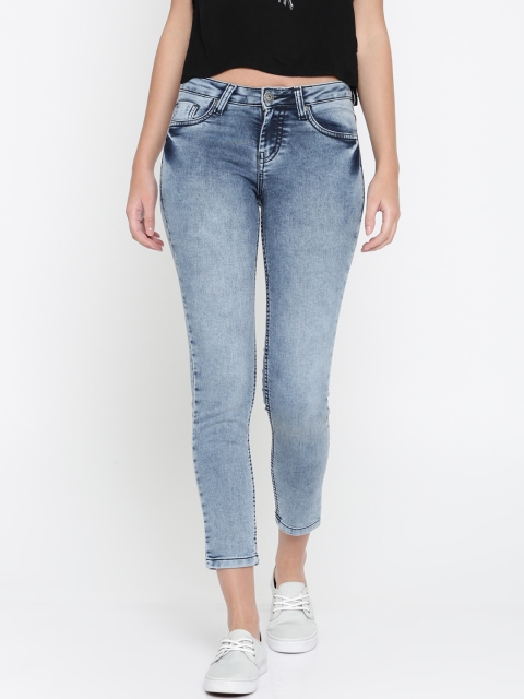 

People Women Blue Skinny Fit Mid-Rise Clean Look Stretchable Jeans