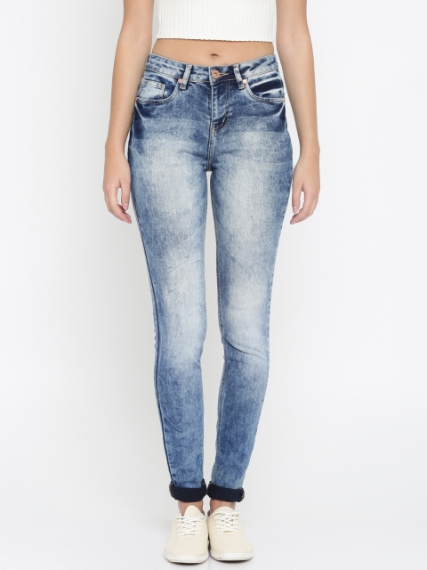 

People Women Blue Slim Fit Mid-Rise Clean Look Stretchable Jeans
