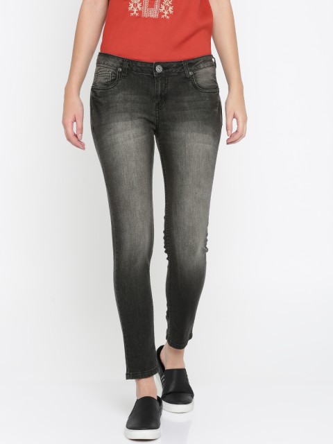 

People Women Grey Slim Fit Mid-Rise Clean Look Stretchable Jeans