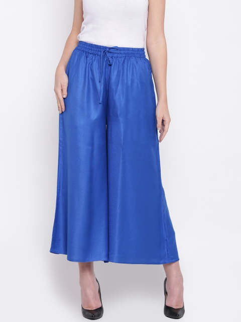 

People Women Blue Flared Solid Palazzos