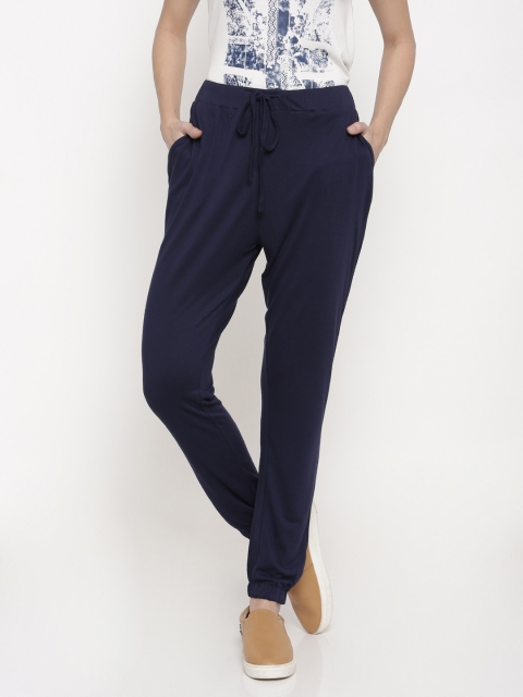 

People Women Navy Blue Skinny Fit Solid Joggers