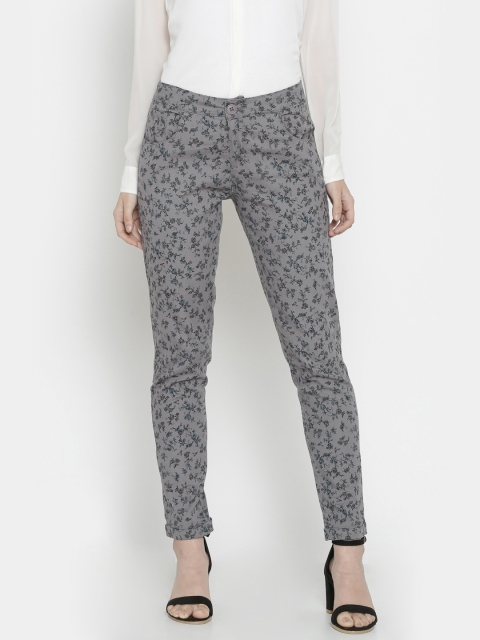 

People Women Grey Regular Fit Printed Trousers