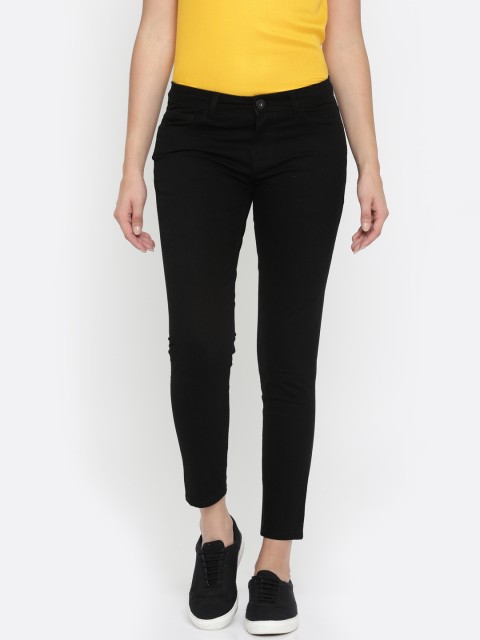

People Women Black Regular Fit Solid Chinos