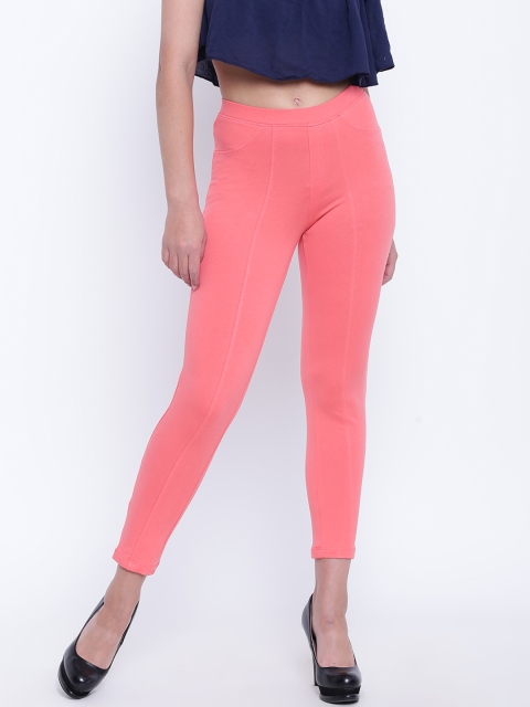 

People Women Peach-Coloured Cropped Treggings