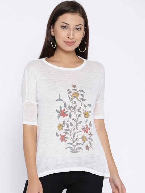 

People Women White Printed Top
