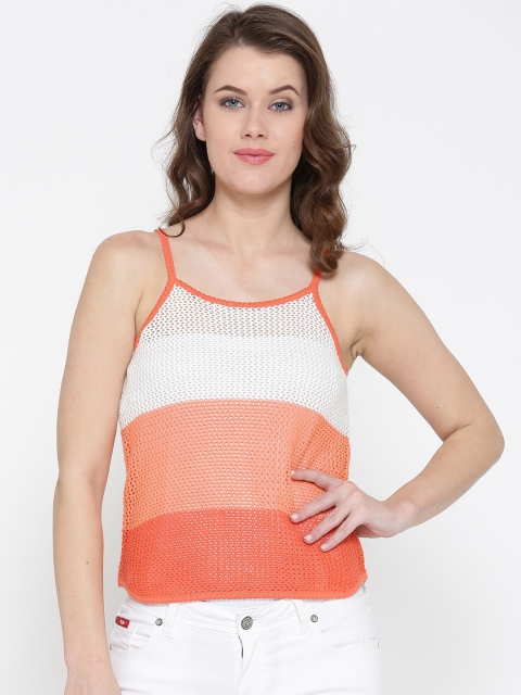 

People Women Orange & White Striped Top