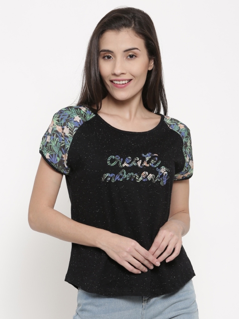 

People Women Black Printed Top