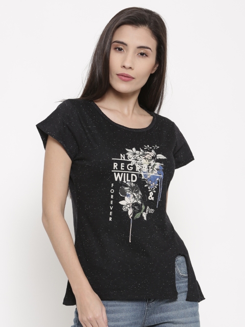 

People Women Black Printed Top