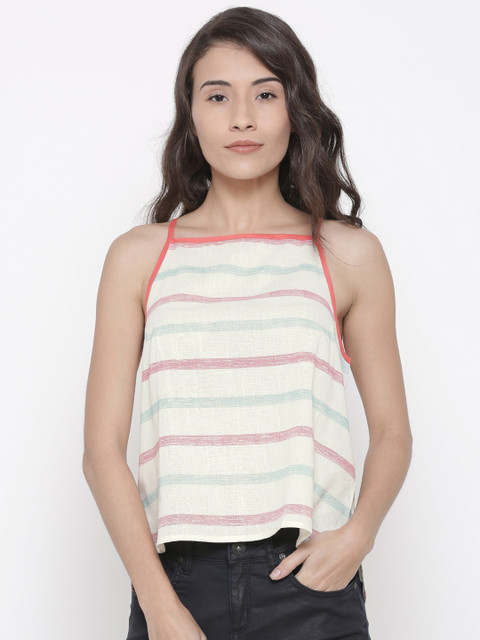

People Women Off-White Striped Top