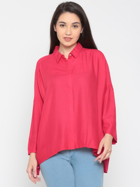 

People Women Pink Solid Shirt Style Top