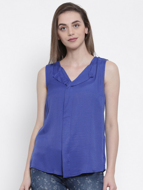

People Women Blue Self Design Top