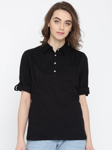 

People Women Black Solid Shirt Style Top