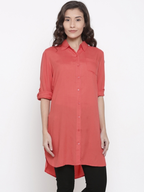 

People Women Pink Regular Fit Solid Casual Shirt