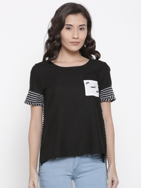 

People Women Black Solid High-Low Top