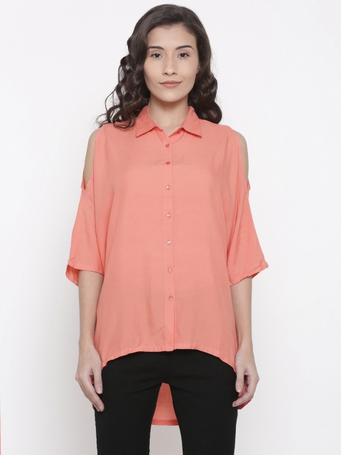 

People Women Peach Regular Fit Solid Casual Shirt