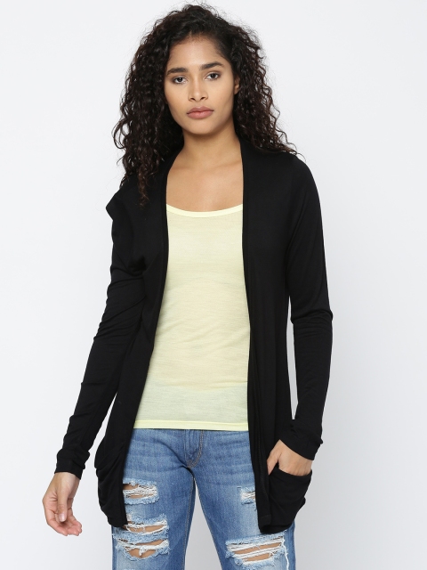 

People Black Solid Open Front Shrug