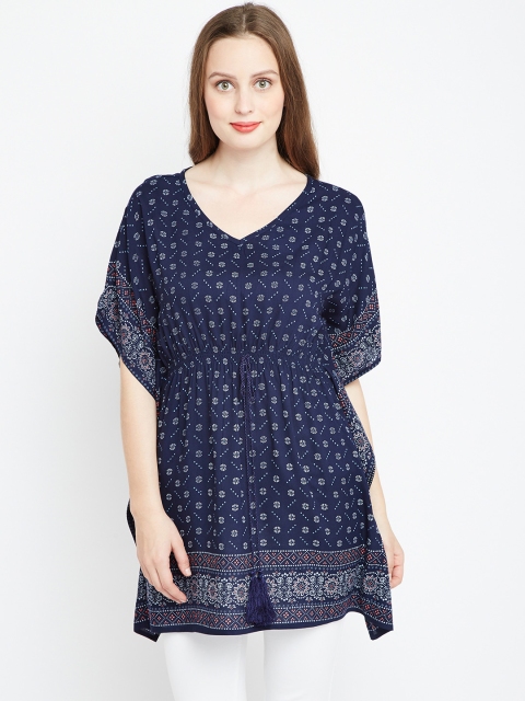 

People Navy Blue Printed Kaftan Tunic