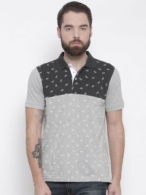 

Converse Men Grey Melange Printed Polo Collar T-shirt