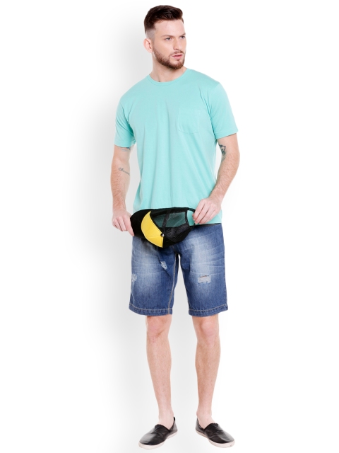 

High Star Men Blue Solid Regular Fit Denim Shorts