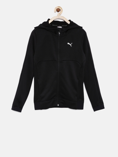 

Puma Boys Black Solid Hooded Sweatshirt