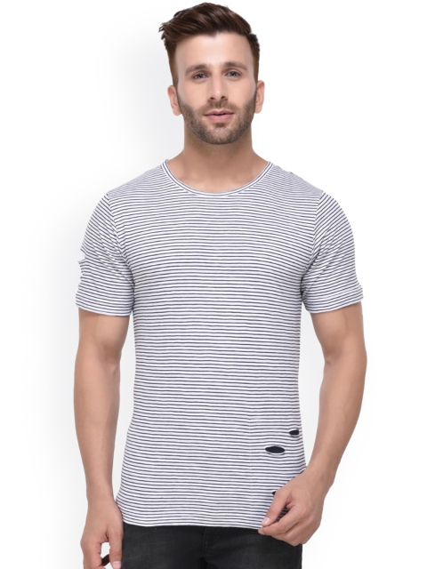 

Rigo Men White Striped Round Neck T-shirt