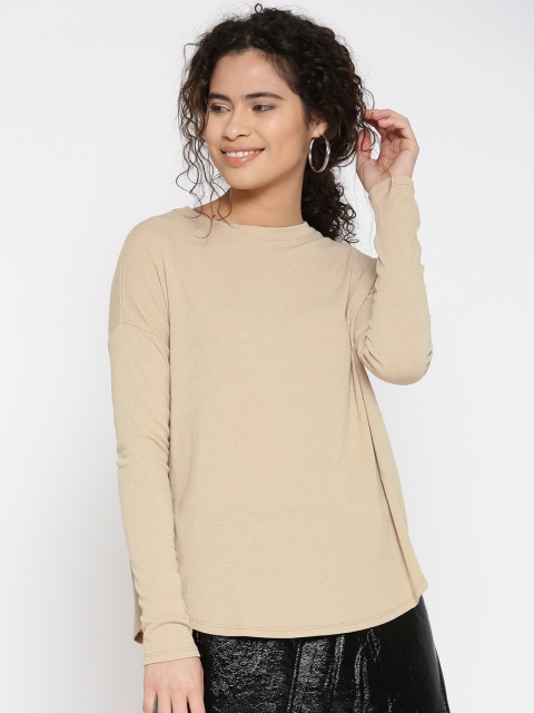 

FOREVER 21 Women Beige Solid Top