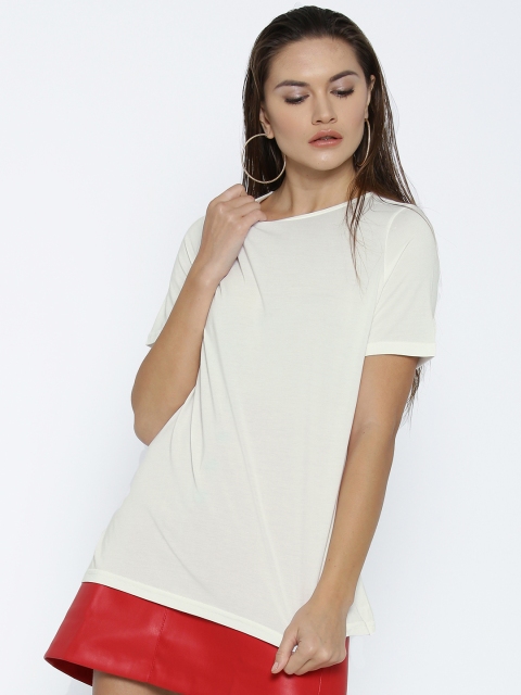 

FOREVER 21 Women White Styled Back Top
