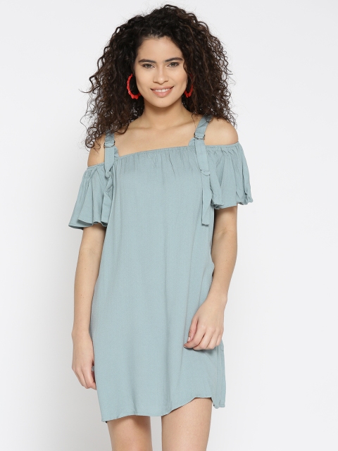 

FOREVER 21 Women Blue Solid A-Line Dress
