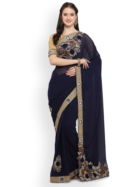 

Online Fayda Blue Embellished Pure Georgette Saree