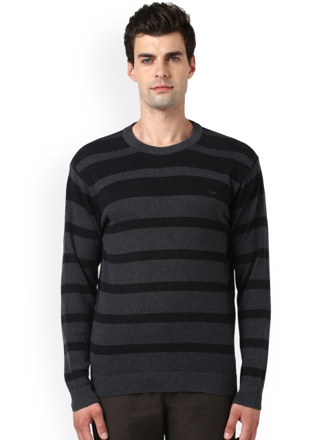 

ColorPlus Men Grey & Black Striped Pullover