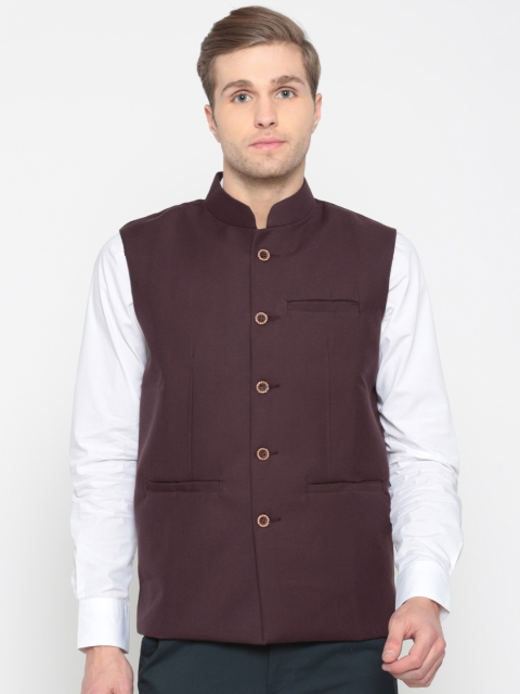 

rasm Maroon Solid Nehru Jacket