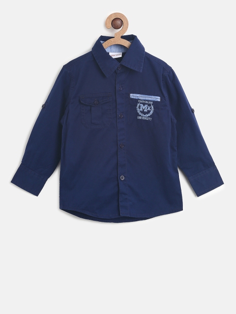 

FS Mini Klub Boys Navy Blue Regular Fit Solid Casual Shirt
