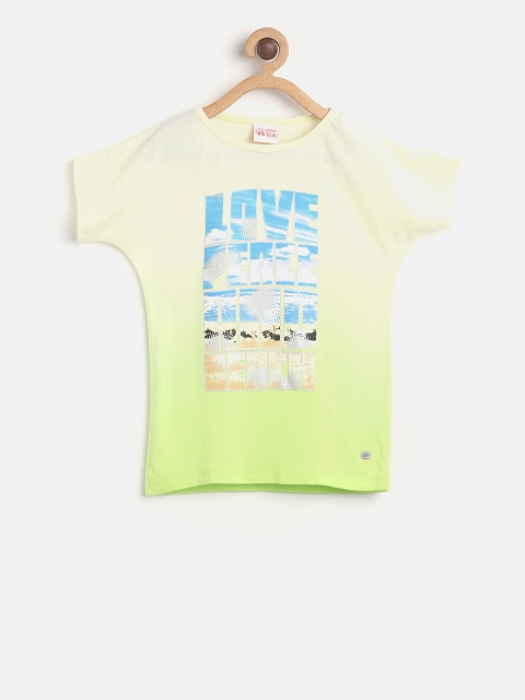 

FS Mini Klub Girls Beige & Green Printed T-shirt