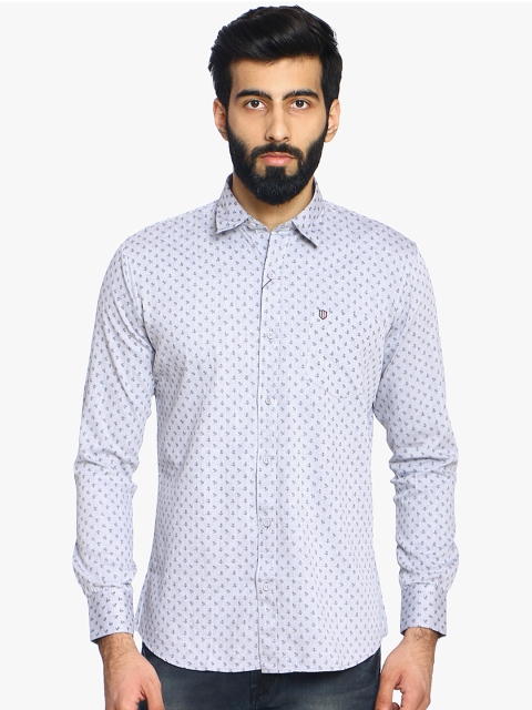 

Duke Men Grey-Coloured Slim Fit Striped Casual Shirt