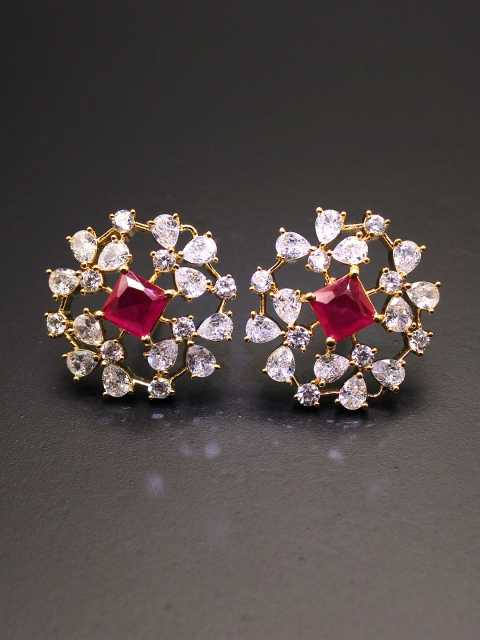 

Amavi Pink & Gold-Toned Floral Studs