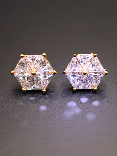 

Amavi Gold-Toned & White Geometric Studs